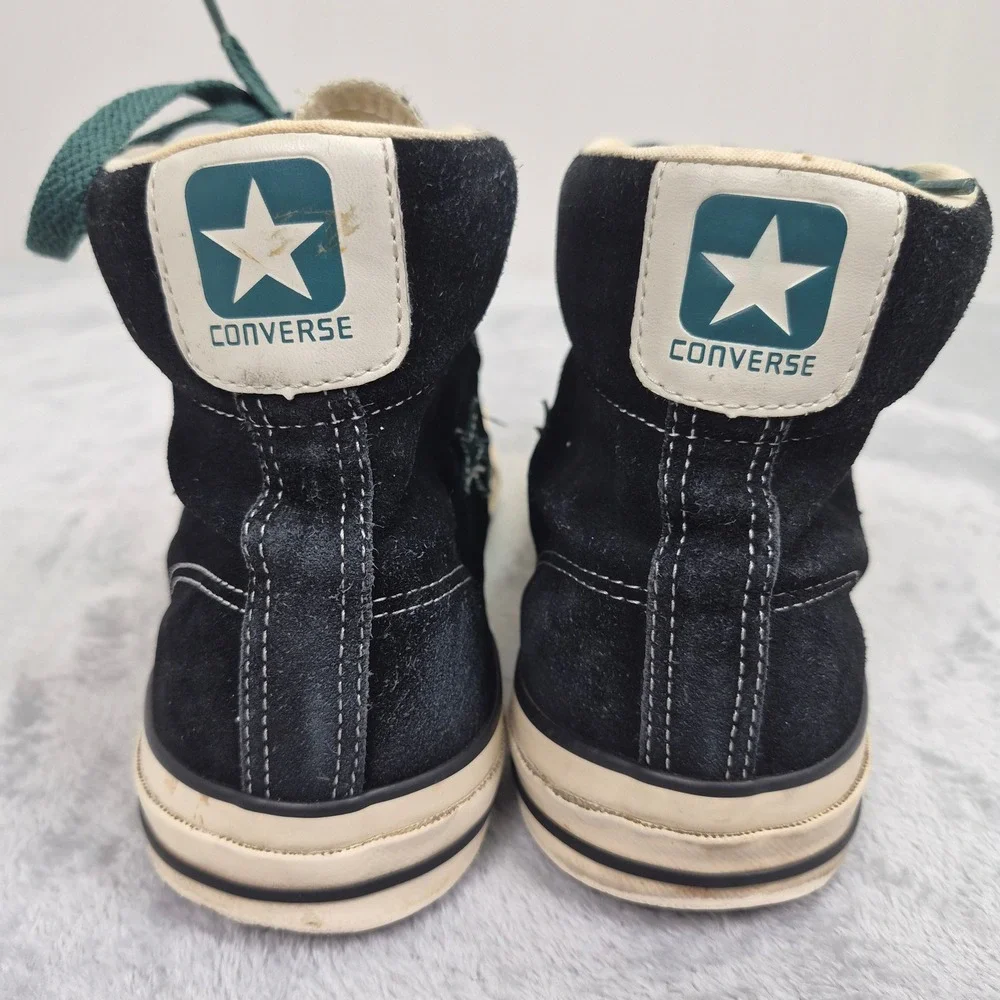 Converse Star Player High Top Black Suede Teal Green Star Chevron Sneakers Men 9